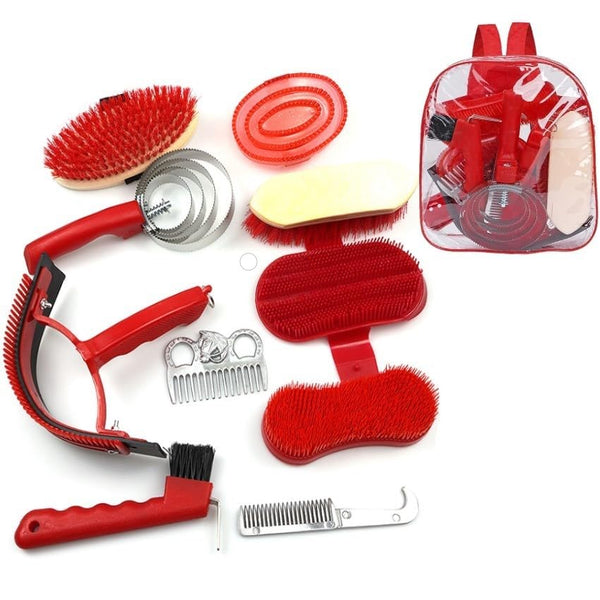 MORECP 10pcs Horse Grooming Kit, Horse Care Set with Tote Bag, Sweat Scraper,