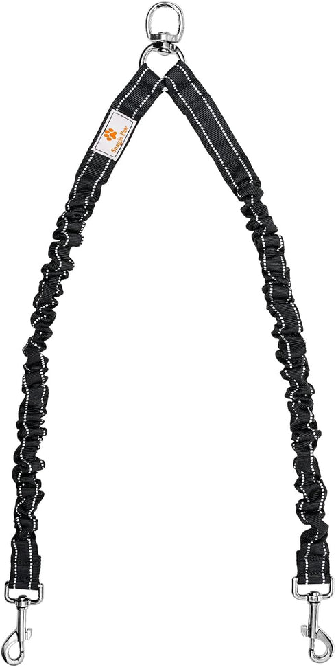 2 Dog Leash, Double Dog Leash Coupler, Tangle Free Bungee Leash, 360° Swivel, Comfortable Shock Absorbing