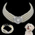 Dogs Kingdom 4 Rows Bling Rhinestone Heart Decor Collar Necklace, Dog Cat Pearls Necklace, White, M:10-12" Neck