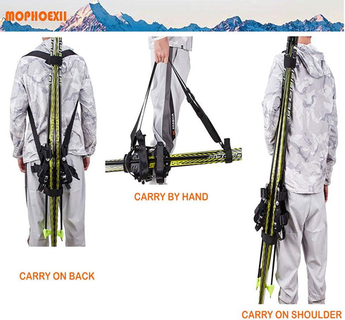 Ski and Pole Carrier Strap Backpack - Effortlessly Transport Your Ski Gear Everywhere, Great for Families