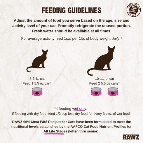 Rawz Natural Premium Pate Canned Cat Wet Food - Salmon, Made with Real Meat Ingredients No BPA or Gums - 3 oz Cans