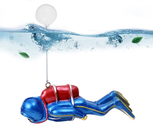 WishLotus Fish Tank Diver Decoration - Resin Aquarium Floating Ornament for Realistic Small Diver Landscaping (Blue)