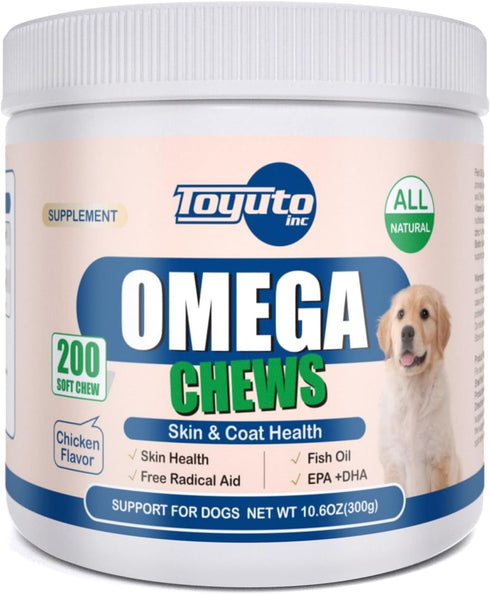 Omega-3 Multivitamin Skin and Coat Supplement for Dogs, Omega 3 Fish Oil Supplement, Supports Shedding and Immunity
