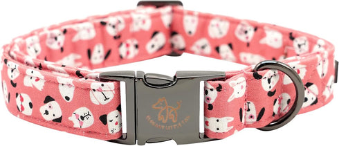 Elegant little tail Dog Collar, Valentine's Day Pet Collar, Pink Dog Print Adjustable Collar for X-Small Dogs