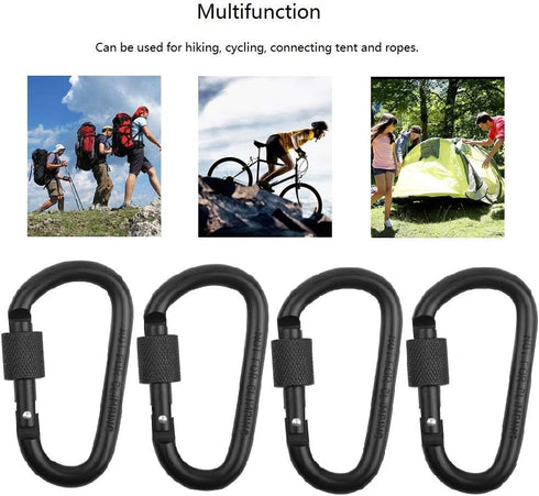 Vonpri Locking Carabiner Clip, 3 Inch D Ring Spring Snap Key Chain Hook, Aluminum for Outdoor Travel Camping