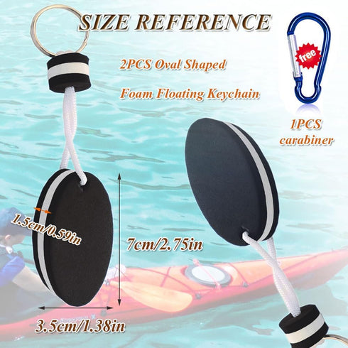 Floating Keychain for Boat Keys - 2PCS Oval Shaped Foam Key Rings for Boating