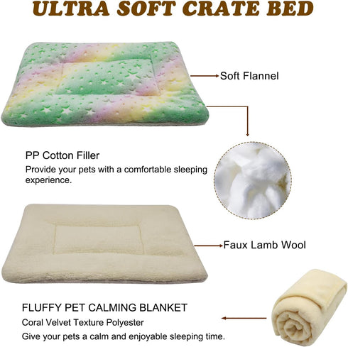 Cat Dog Bed Mat & Blanket, Reversible Pets Crate Pad Bed Mat, Ultra Soft Warm Fleece for Small Puppy Kitty, Washable
