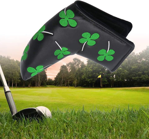 SEACLOUD Golf Putter Cover Blade Head Cover with V-Closure, Four Leaf Clover Pattern for Luck