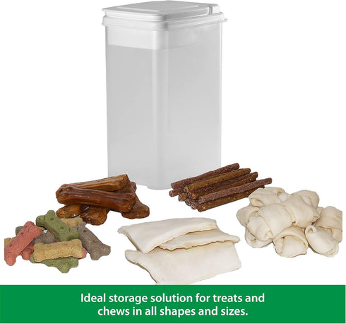 3.5 Buddeez Pet Treat Container for Dogs and Cats - Quart Flip Top Storage Bin - Bites And Bones Design - Airtight Food