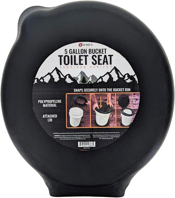 SE Portable Black Plastic Toilet Seat Lids, Fits a 5 Gallon Bucket,