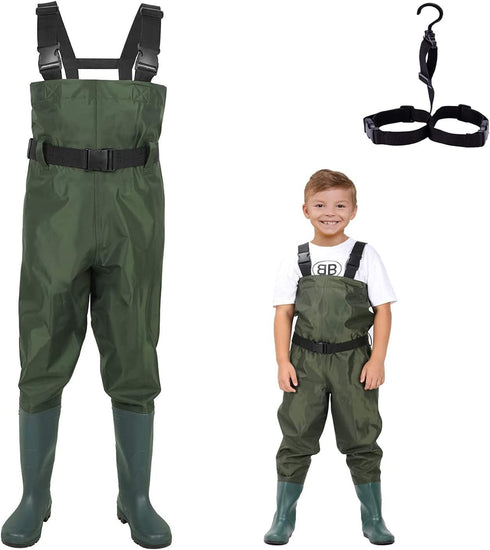 LANGXUN Kids Chest Waders for Fishing, Waterproof Hunting Waders for Boys and Girls, Age 2/3 Toddler