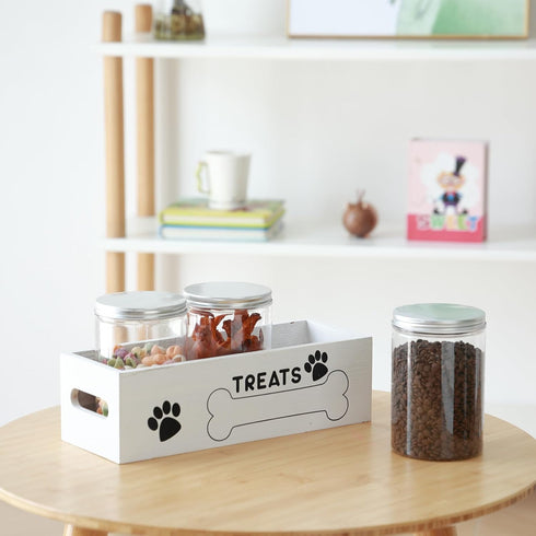 3 Dog Treat Container Cat Food Organizer with Jar Pet Snack Container Decorative Pet Food Containers Farmhouse Decor