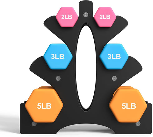 Portzon Weights Dumbbells, Set of 2 Neoprene Dumbbells, 10 Color Options, Anti-Slip Hex Shape