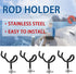 4PCS 20 Sure Grip Steel Degree Angle Rod Holder with Mounting Base Fishing Rod Holder for Boat, Ship, Yacht and More