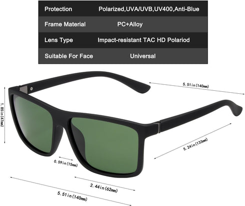 NIEEPA Men's Sports Polarized Square Frame Sunglasses NP1007