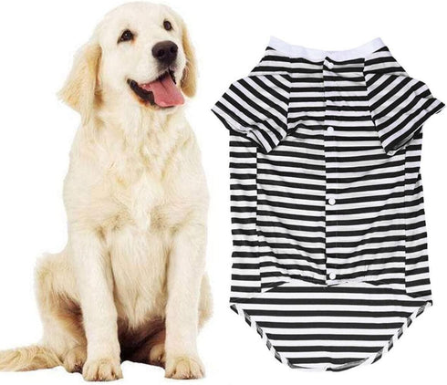 Dog Shirts for Large Dogs - Oversized Breathable Striped T Shirt Pullover Clothes for Medium to Large Dogs (Size L)