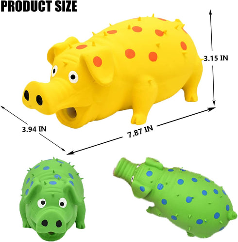 2 Pig Squeaky Dog Toy, PCS Interactive Rubber Dog Chew Toy - Durable Latex Spot Grunting Pig Toys that Oink for Small