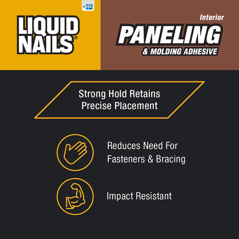 Liquid Nails LN710 Paneling and Molding Adhesive, 10oz, White for Strong Bonding