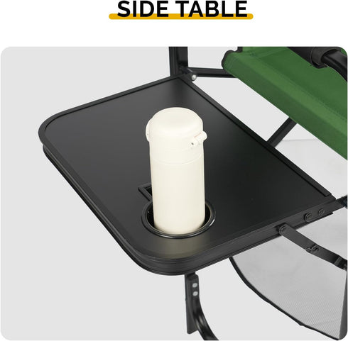 Pinikuyiro 26" 264LBS Tall Folding Chair Directors Chairs High Foldable Bar Stool with Side Table Cup Holder