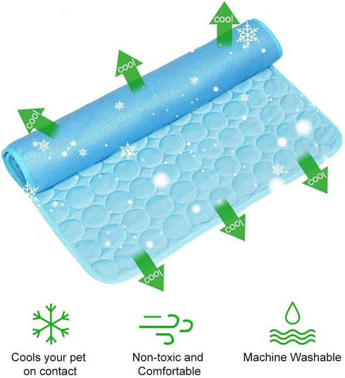 Pet Cooling Mat for Dogs Cats - Summer Dog Cooling Pad, Ice Silk Self Cooling Pad for Beds/Sofa/Couches