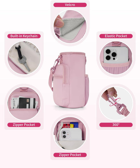 40oz 4 sportsnew Magnetic Gym Bag for Women Men, Water Bottle Carrier Holder with Strap & Phone Pockets for Tumbler
