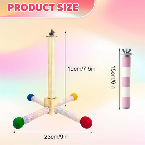 360 Finches Bird Stand Perch Toy, Bird Perch Parrot Toy Interactive Rotating Perch with Parrot Perch Paw Grinding Stick