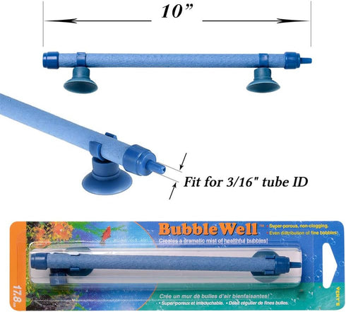 Quickun 10 Inch Aquarium Air Stone Bubble Wall Tube, Oxygen Diffuser Bar Accessory for Fish Tank, 2PCS