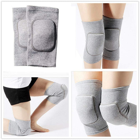 Soft Kneepads Cotton Volleyball Tennis, 1 Pair - Women Pole Dance Yoga Knee Protector Guards, Gray, L