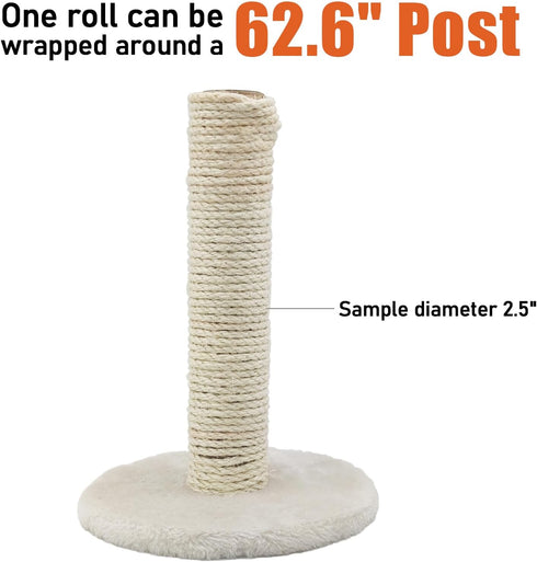 Natural Sisal Rope for Cat Scratcher, 1/4 Inch 164FT Multi Color Replacement Rope
