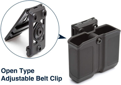 OWB Polymer Double Magazine Holster Ambidextrous Carrier for 9mm/.40 Calibers Double Stack Magazines