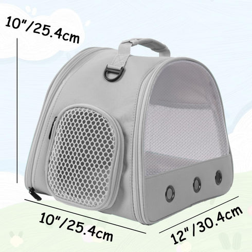 Guinea Pig Carrier Backpack, Clear Bubble Window for Guinea Pig, Bunny, Rat, Bird (Grey, Upgraded Mesh)