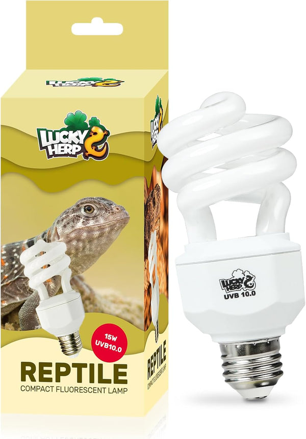 Lucky HERP UVA UVB Reptile Light 10.0, 15W Desert UVB 150 Compact Fluorescent Lamp for Reptiles