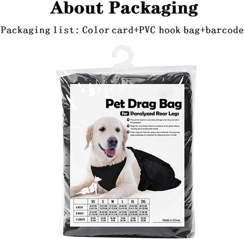 Dog Drag Bag for Paralyzed Rear Legs, Alternative Wheelchair for Dogs, Protects Chest and Limbs, Large