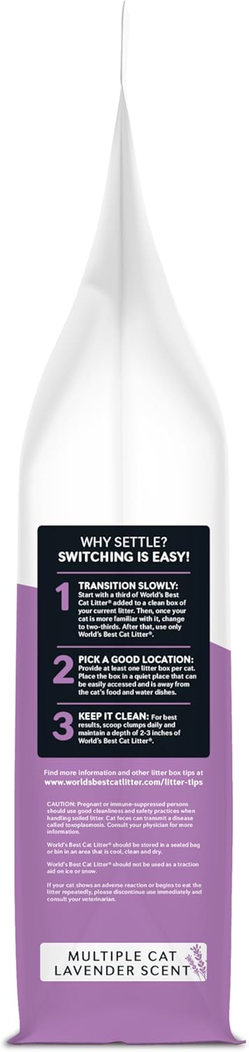 WORLD'S BEST CAT LITTER Multiple Cat Lavender Scented, 32-Pounds, Quick Clumping, Flushable, 99% Dust Free