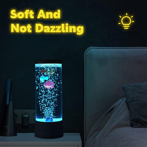Janoiuc LED Fish Lamp Kit, Multi-Color Changing Aquarium Tank Night Light, Decorative Simulated Fish Bubble Table Lamp