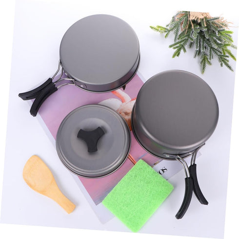Cookset Backpacking Yardwe Portable Camping Cookware Lightweight for Outdoor Cooking Frying and Steaming Cooking Gear