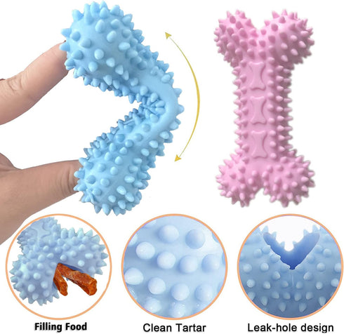 Puppy Toys for Teething, Dog Chew Toys for Small & Medium Breeds, Durable All-Natural Rubber and Cotton, 4-Pack