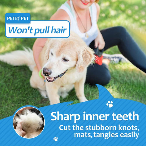2 in 1 Undercoat Rake for Dogs, Dog Deshedding Brush for Large Dogs, Dematting Comb for Long Hair Cats