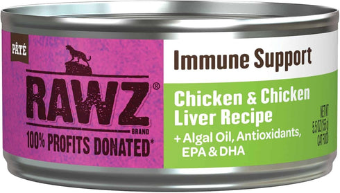 Rawz Natural Premium Pate Canned Food for Cats + Algal Oil, Antioxidants, and EPA & DHA for Immune Support, 12 Pack