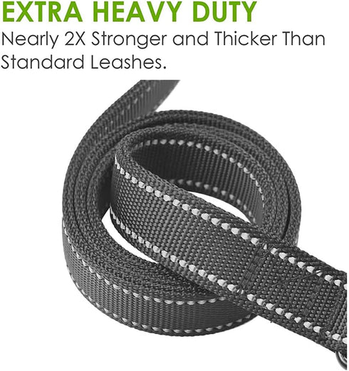 Heavy Duty Dog Leash with 2 Handles, Padded Traffic Handle for Extra Control, 6ft Long for Medium to Large Dogs