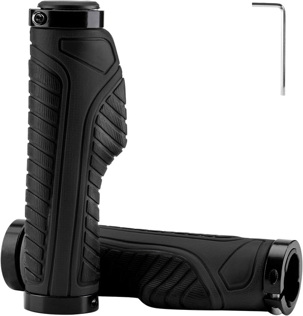 ROCKBROS Mountain Bike Grips, Handlebar Grips with Double Aluminum Clamp Lock On for MTB BMX