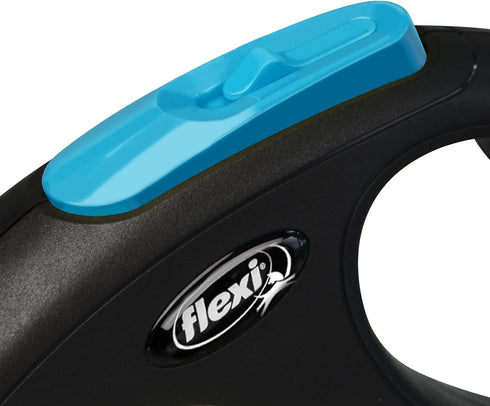 Flexi New Neon Tape Blue Small 5m Retractable Dog Leash for Dogs Up to 15kgs/33lbs