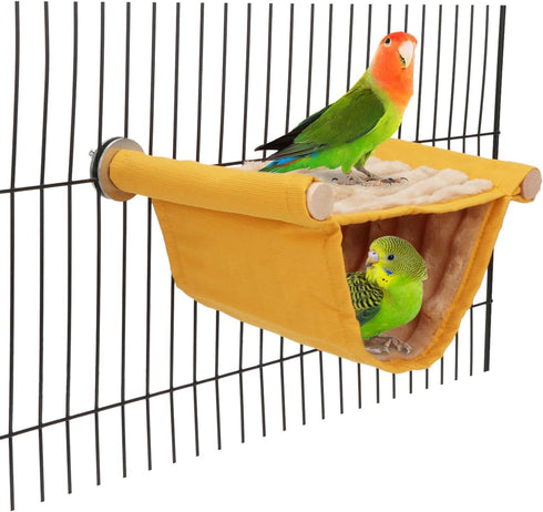 Wontee Hamster Plush Hammock - Bird Hanging Bed Nest for Small Pets, Yellow, S