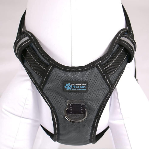Max and Neo Gunnison Reflective Dog Harness, Small, Gray - We Donate a Harness to a Dog Rescue for Every Sold