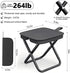 XmyNexus Portable Folding Stool for Adults, Black Lightweight Camping Seat, Compact Design for Fishing, Hiking