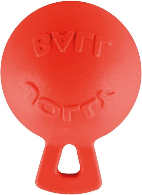 Jolly Pets Tug-n-Toss Heavy Duty Dog Toy Ball, 4.5 Inches/Small, Orange, with Handle