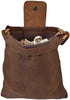 Foraging Bag Brown Waxed Canvas Collapsible Outdoor Camping Pouch, Water Resistant Leather Bushcraft Belt, Mushroom