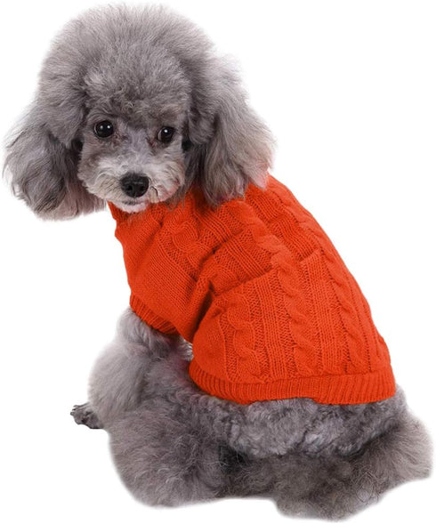 CHBORCHICEN Small Dog Sweaters Knitted Winter Clothes for Pet Cat, Warm Dog Sweatshirt, Puppy Sweater (X-Small, Orange)