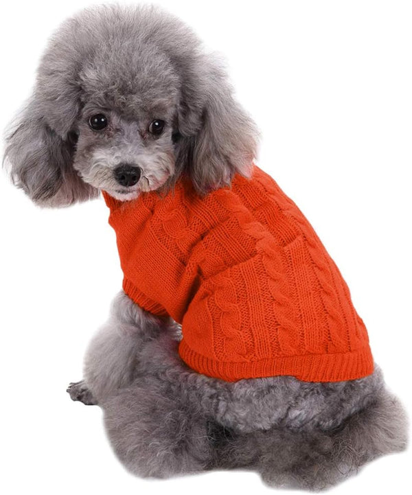 CHBORCHICEN Small Dog Sweaters Knitted Winter Clothes for Pet Cat, Warm Dog Sweatshirt, Puppy Sweater (X-Small, Orange)