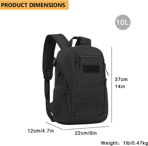 10L/20L Backpack Daypack Pack ArcEnCiel Mini X-Small Tactical MOLLE Gear Camping Bag with Patch
